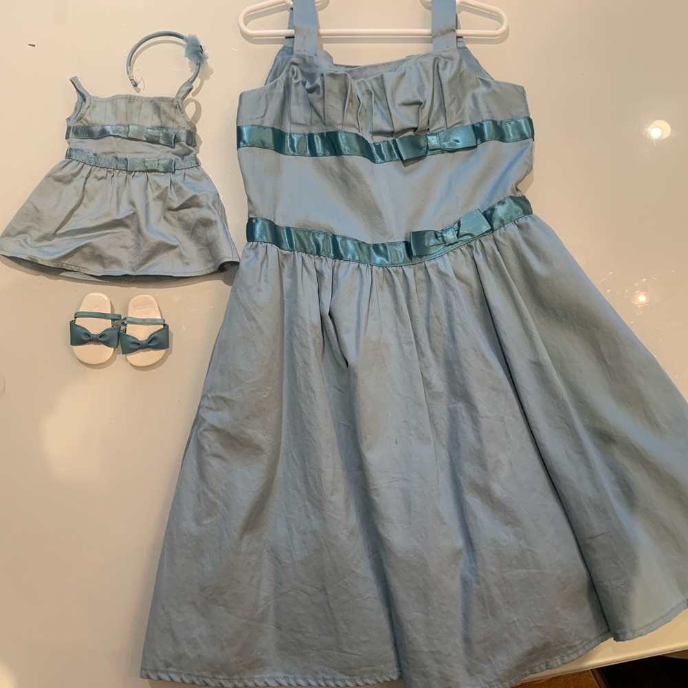 “ Double bow dress” American girl matching outfit